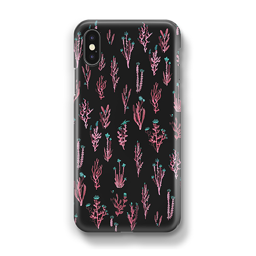 'Pink Flowers on Black' Phone Case